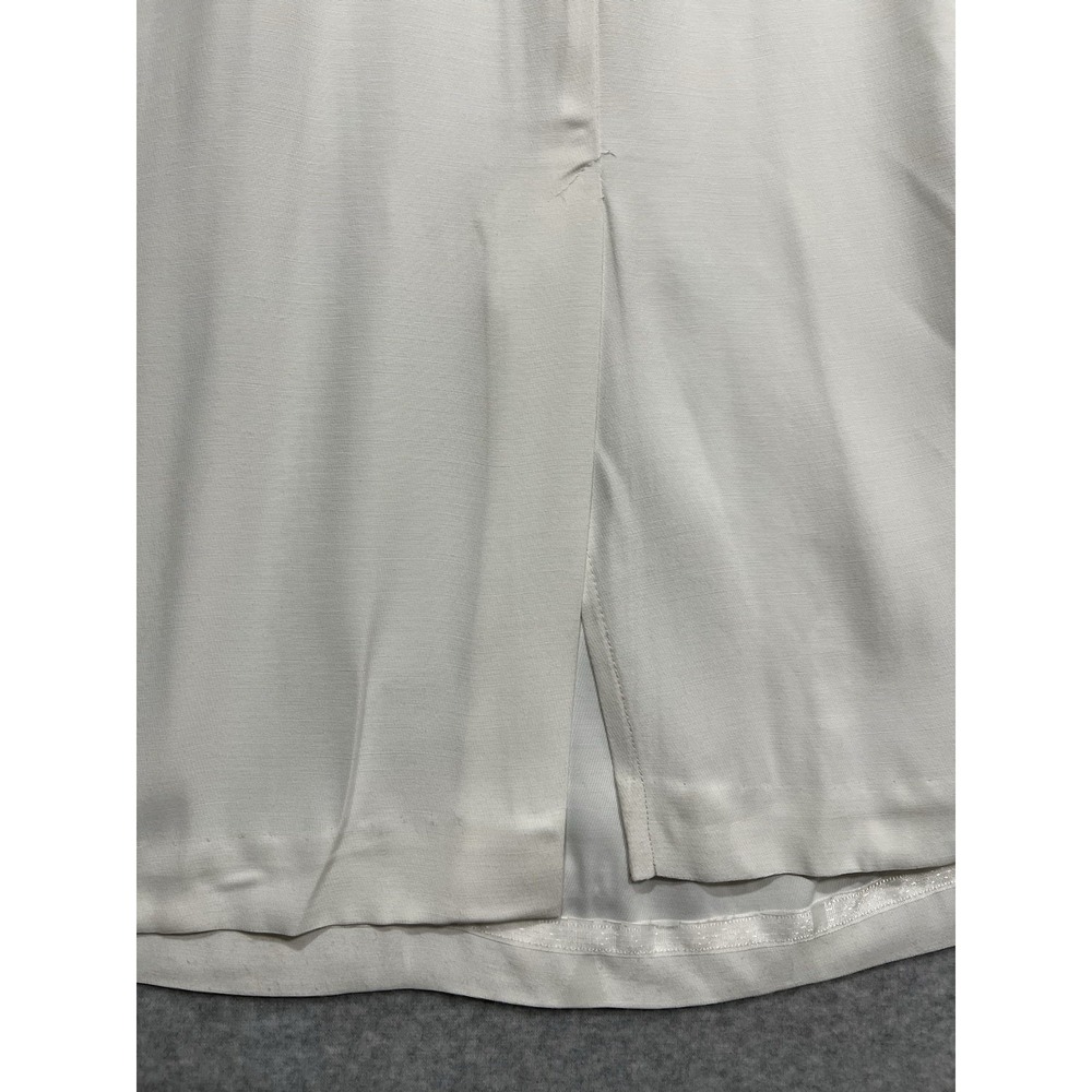 Vintage Ivory Belted Peplum Dress Lace Trim Secretary Bridal Occasion Midi - Picture 11 of 14